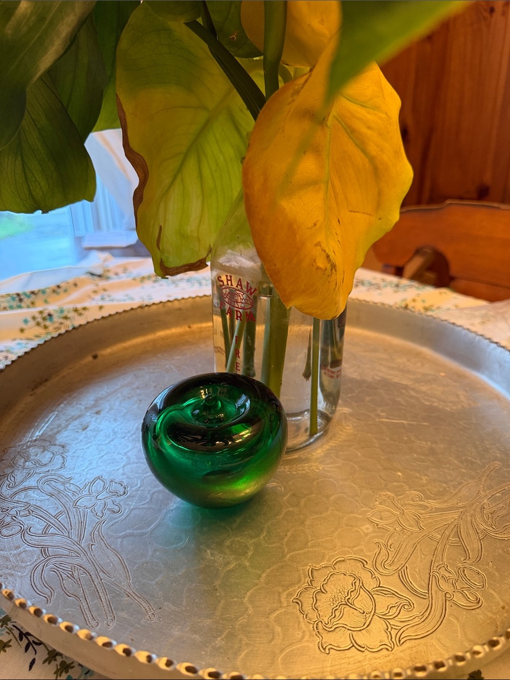 Handblown Green Glass Paperweight - Home Accents